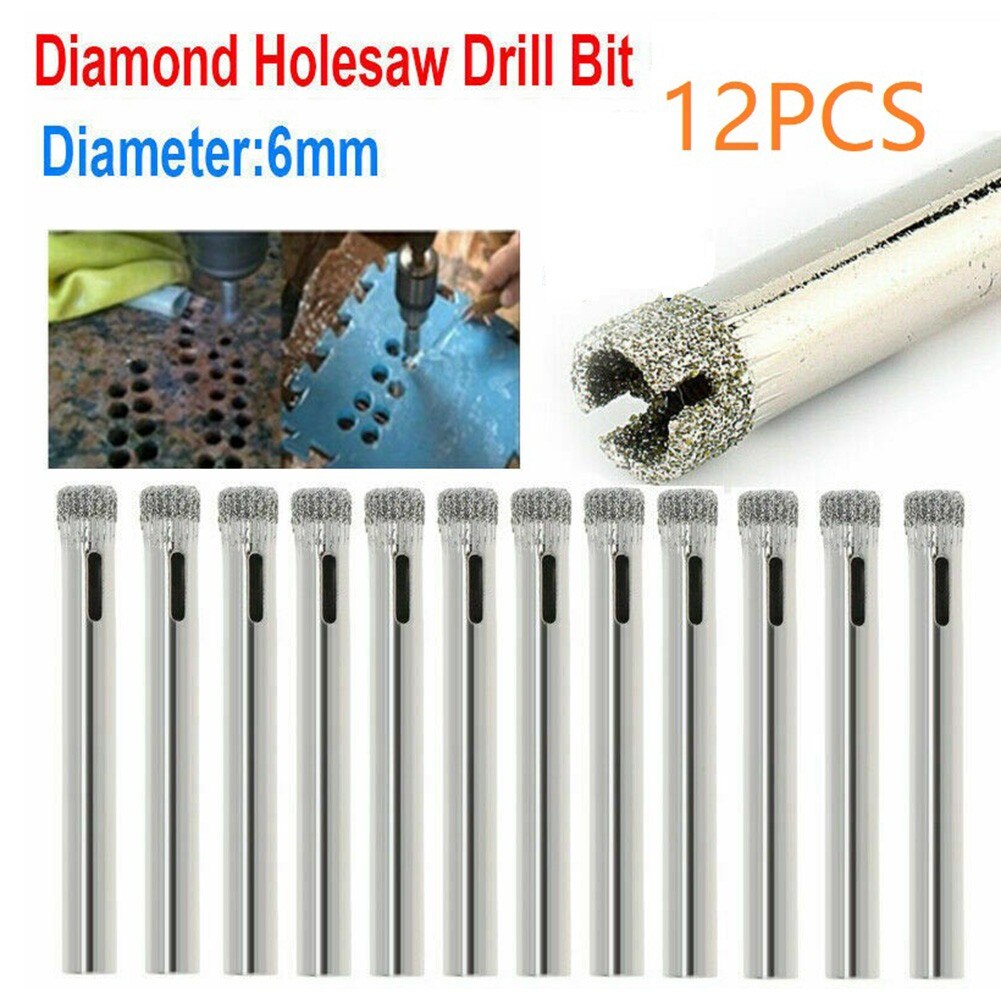 12Pcs 6mm Diamond Drilling Core Bits Connection Porcelain Tile Drill Bits Marble Stone Masonry Hole Saw
