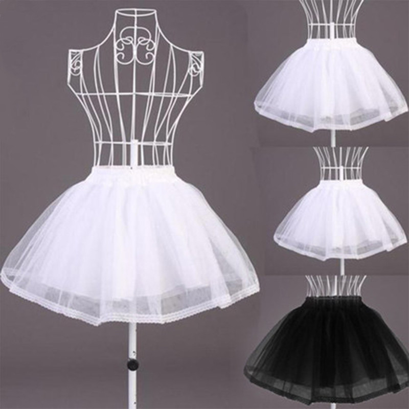 Frauen Braut Einzigen Schicht Chiffon Lolita Kurze Petticoat Ballettröckchen Felsen Blumen- Spitze trimmen Prinzessin Hochzeit kleid