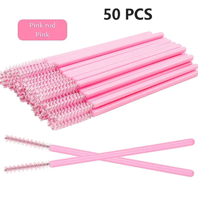 50 Stuks Wegwerp Wimperborstels Crystal Eye Lash Mascara Wands Glitter Lash Kam Spooies Micro Make-Up Applicators: Ivoor