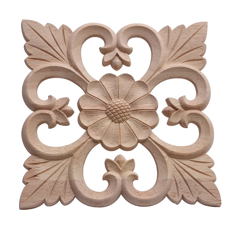 European Decals Solid Wood Flower Wardrobe TV Cabinet Door Wood Carving Flower Accessories Home Decor Long Decals