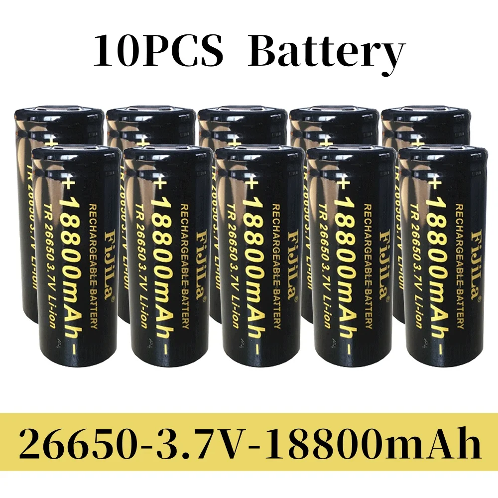 26650 3,7 V 18800 mAh batterij Hoge capaciteit 26650 50A Power batterij Lithium-ion oplaadbare batterij voor speelgoedzaklamp + oplader: Roze