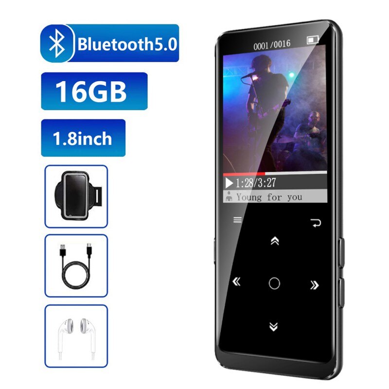 ZL BENJIE M8 MP3/MP4 Player With Bluetooth 5.0,16GB Music Player FM Radio Recording,1.8" Screen,HiFi Lossless Sound Player