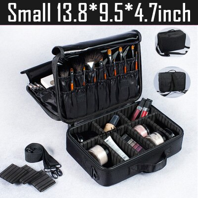 SEREQI Travel Makeup Organizer Make Up Box Cosmetics Pouch Bags Cosmetic Bag Beauty Case For Women: D-Black cosmetic bag