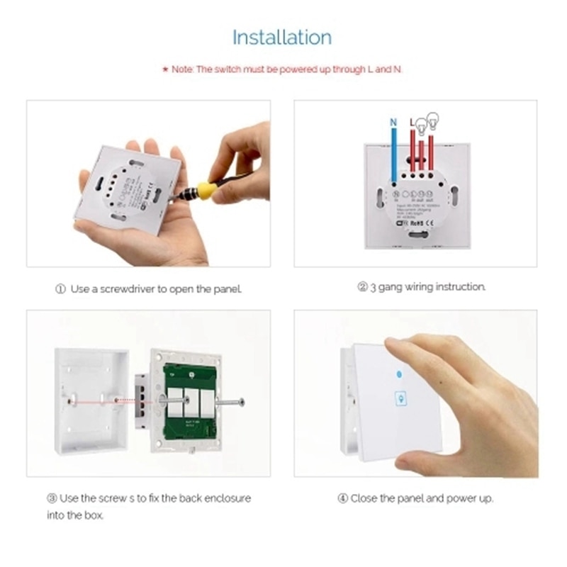 WiFi Smart Press-Switch Wall Switch Light EU Standard Press-Screen Switch Crystal Glass Panel LED Lamp Switches
