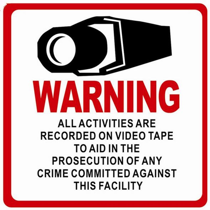 8*8cm Warning Board !! Decal Sticker Warning CCTV All Activities Monitored By Video Camera