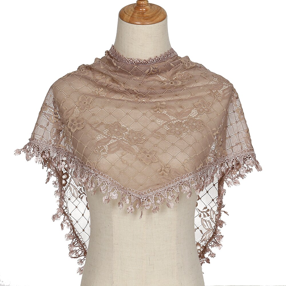Bufanda de encaje triangular bordada para chal de iglesia Mantilla española velo católico bufanda de iglesia para mujer pañuelo negro blanco: Azul