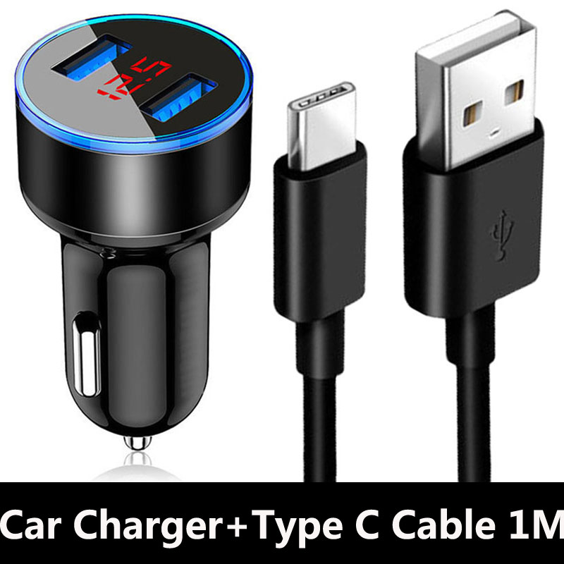 Car Charger For Samsung Note 20 Ultra 10 9 8 Pro Lite S21 S20 Ultra USB Car Charger 3.1A Fast Charging Phone Type C USB Cable: Charger Cable Black