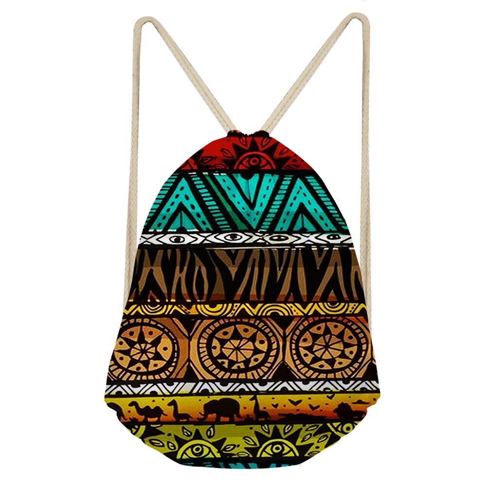 Art Style africain impression cordon sacs femmes ethnique noir Style plage épaules sac Afro dames élément chaîne sac à dos: green