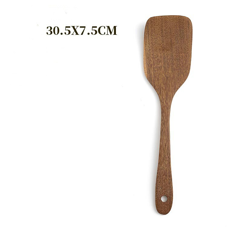 Wood Kitchenware Nonstick Wing Wood Cookware Set shovel Colander Spatula Spoon Cooking Set Kitchen Utensil: Dark Grey