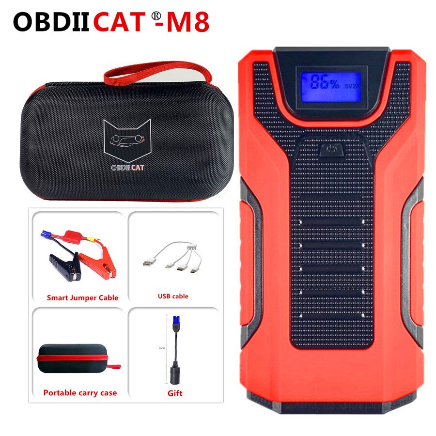 MINI arrancador de batería portátil de coche, dispositivo de arranque de alta potencia de 12V, potenciador de batería de emergencia para coche de gasolina y diésel, OBDIICAT-M8