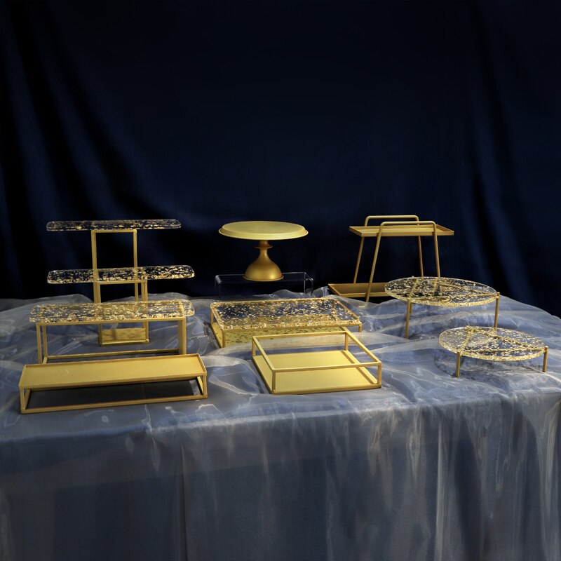 Luxe Metalen Cake Stand Gouden Bruiloft Snack Plaat Dessertbord Set Dienblad Verjaardag Ondersteuning Gateau Keuken Benodigdheden 50
