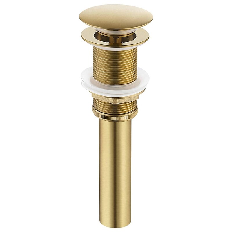 Sink Drain Without Overflow Bathroom Popup Drain Assembly Stopper Vessel Sink Brushed Brass: Gold