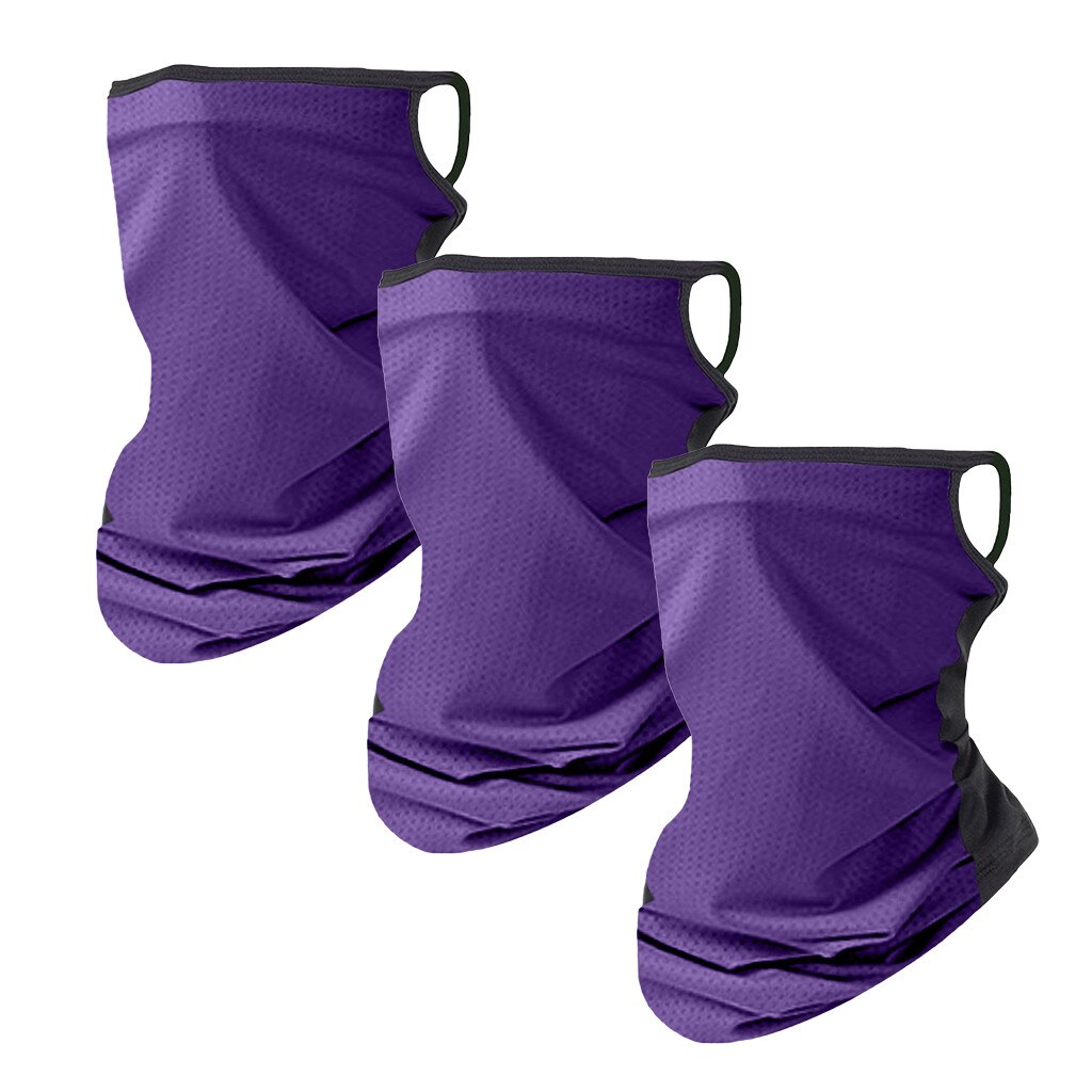 3 stk unisex rave bandana hals gamasje rør hodeplagg utendørs fotturer sykling bandana pustende anti støv ansikt skjerf kvinner menn: Lilla