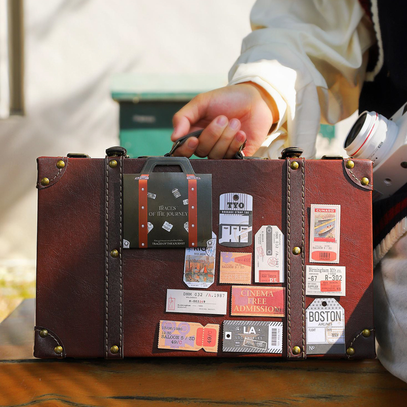 Pegatinas 30 hojas/bolsa, etiquetas de viaje, pegatinas de tarjetas duras, manual de papelería para bricolaje, hecho a mano y decoración de diario de recortes