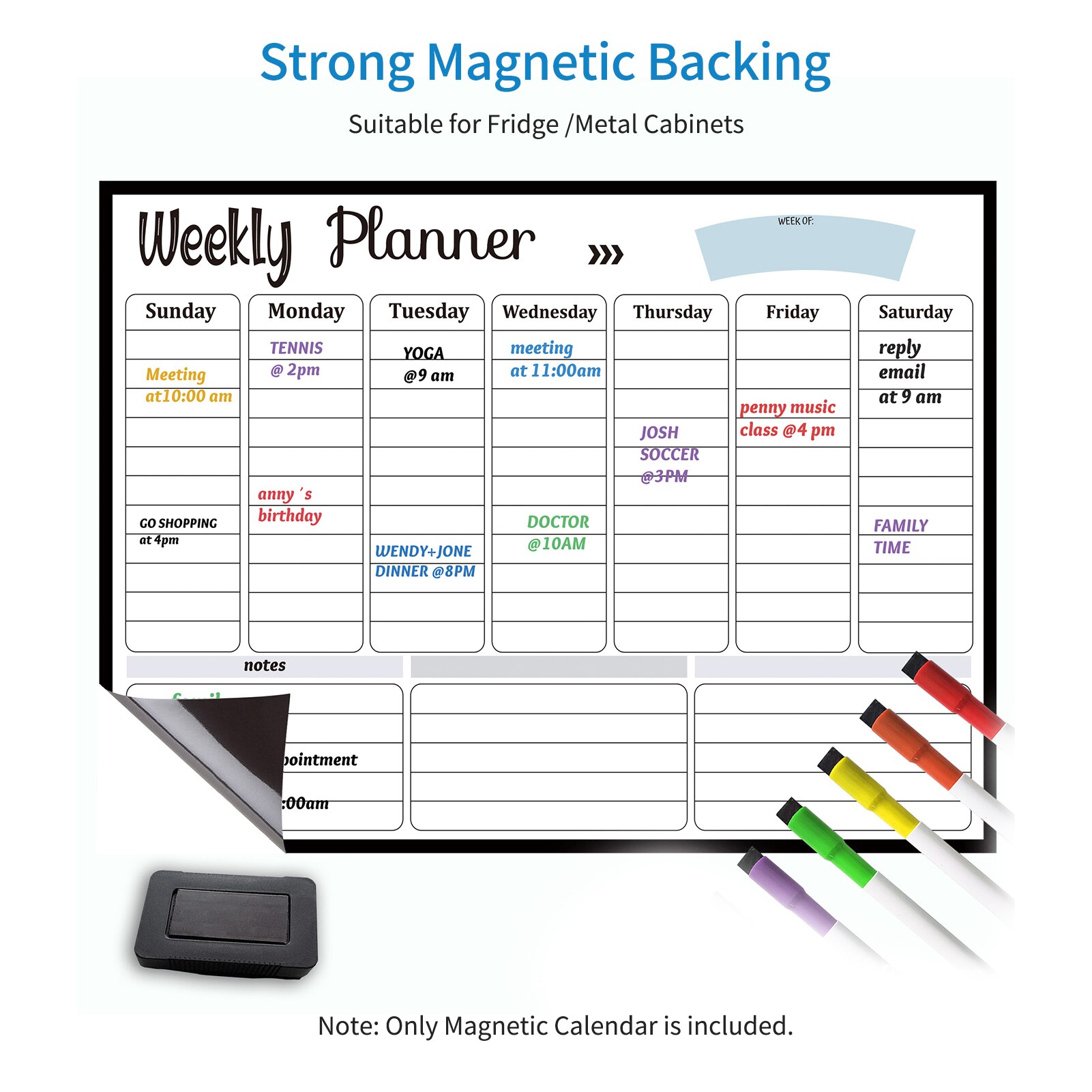 Dry Erase Calendar Whiteboard Fridge Magnet Flexible Daily Message Stickers for Weekly Organizer Schedule Planner To Do List