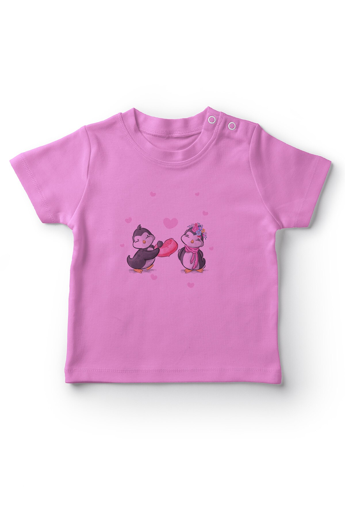 Angemiel Baby In der Liebe Mit Pinguin Baby Mädchen T-Shirt Rosa