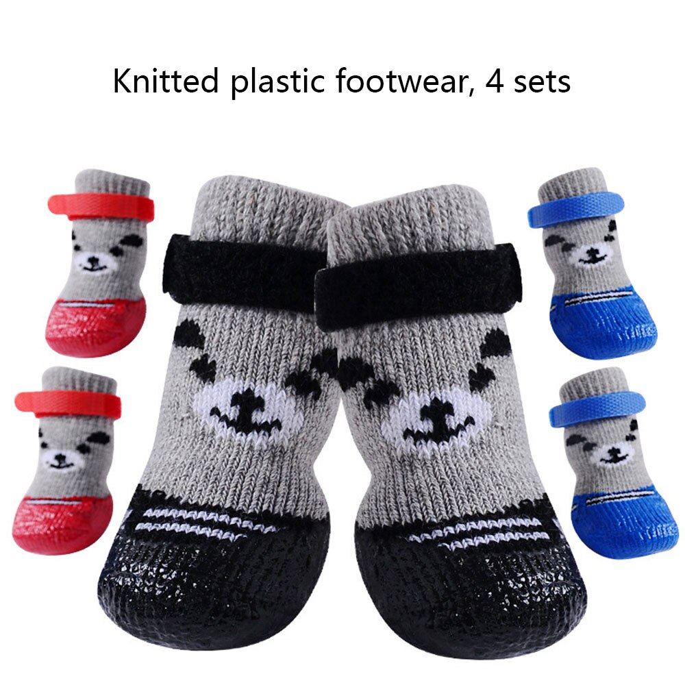 4 unids/set zapatos para perros algodón calzado zapatos para perros impermeable antideslizante perro lluvia botas de nieve calcetines calzado para cachorro perros pequeños