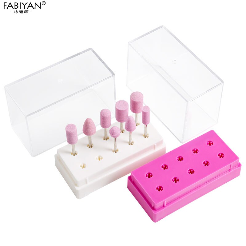Nail Art Drill Bit Acrylic Holder Case Organizer Storage Box Manicure Container Exhibition Stand For Display Tool 10 Holes