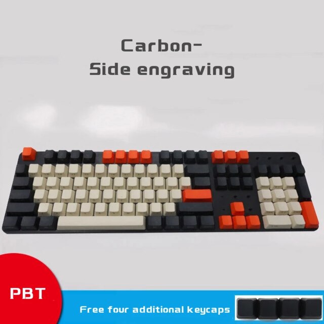 Top Gedruckt OEM PBT Keycap Für Mechanische Tastatur 108 Schlüssel Vollen Satz Dolch Verdicken Tastenkappen Schlüssel Für Blau/Rot/braun/Schwarz Schalter: Carbon-2