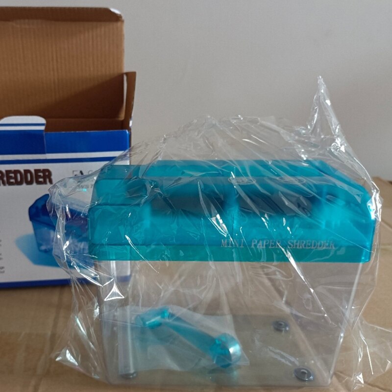 Mini Hand Shredder Portable Paper Shredder A6 Manual Shredder Documents Paper Cutting Tool Home Office Desktop Blue