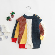 Baby Truien Zoete Patchwork Kleuren Trui Baby Meisjes en Jongens Gebreide Tops Boutique Peuter Kleding Winter Romper Bodysuit