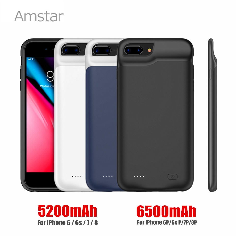 Amstar Draagbare Batterij Oplader Cases Voor Iphone 6 6S 7 8 Plus Power Bank Case Externe Batterij Opladen Pack backup Case