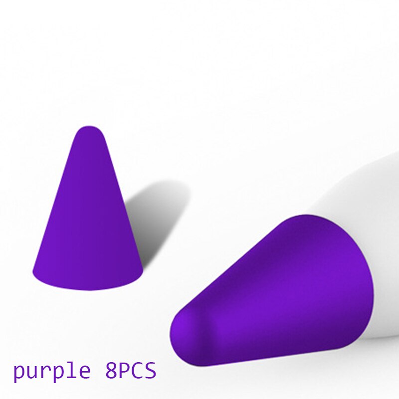 8 unidades/juego de funda con punta de lápiz para lápiz Apple 2 1, plumín suave para lápiz Apple 2ª, Fundas protectoras con lápiz óptico para pantalla táctil: Purple(Box)