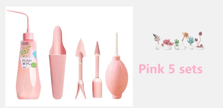 Bouteilles d'arrosage plantes miniatures | Mini ensemble d'outils à main de jardinage multifonctions plantes succulentes, outils de jardinage: Pink 5pcs