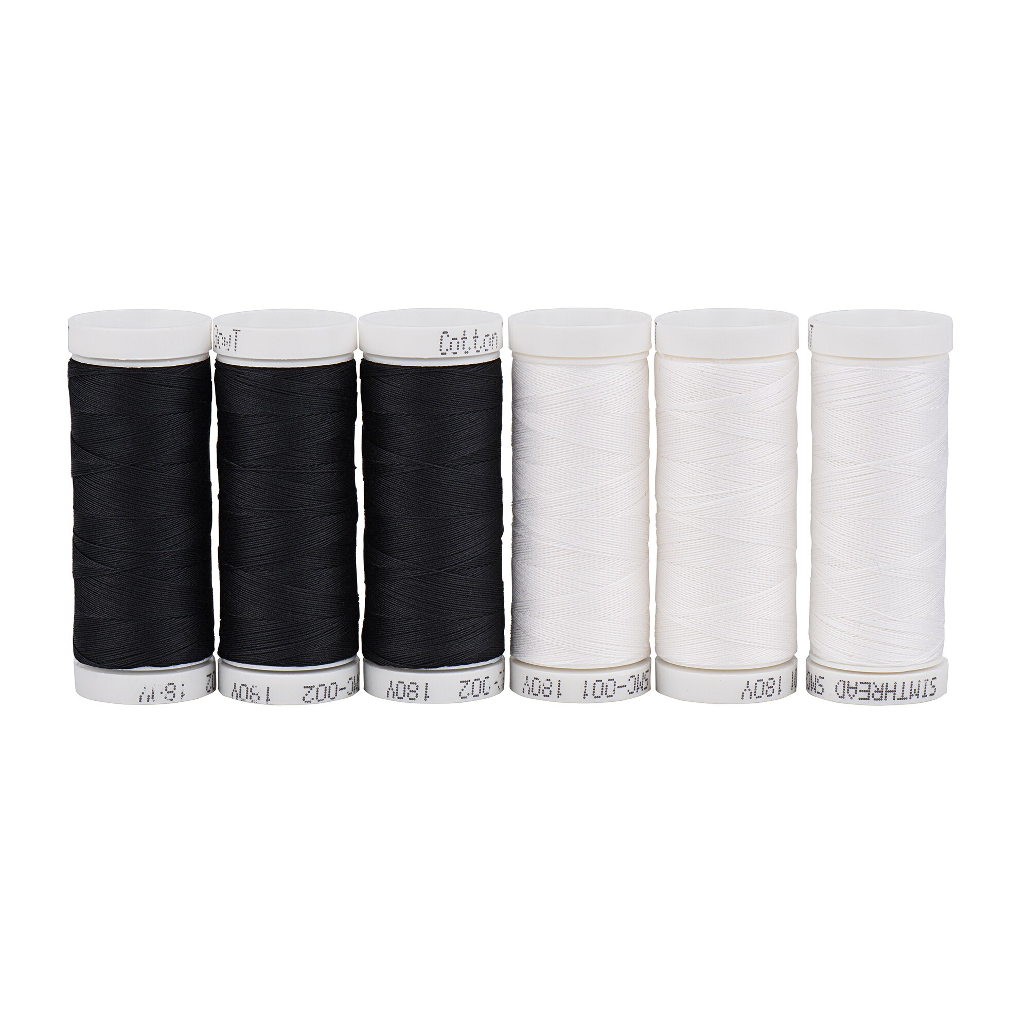 Simthread White and Black 30WT Cotton Sewing Thread for Hand or Machine Embroidery Sewing Quilting Piecing Applique etc