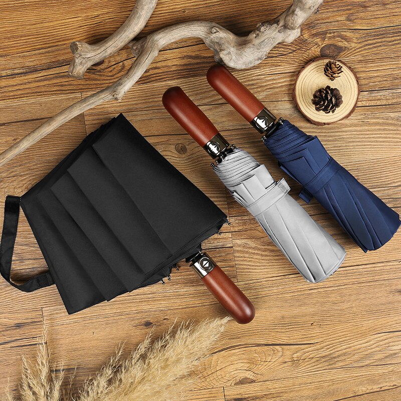 PALONY Three-folding Automatic Long Straight Handle Rainproof 8 Colours Outdoor Women Men 10 Ribs Windproof Structure