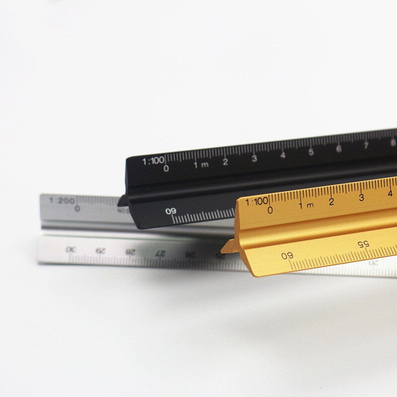 1pc 30cm aluminiums trekant skala metall teknisk arkitekt ingeniør linjal 1:20 -1:150 utkast linjal
