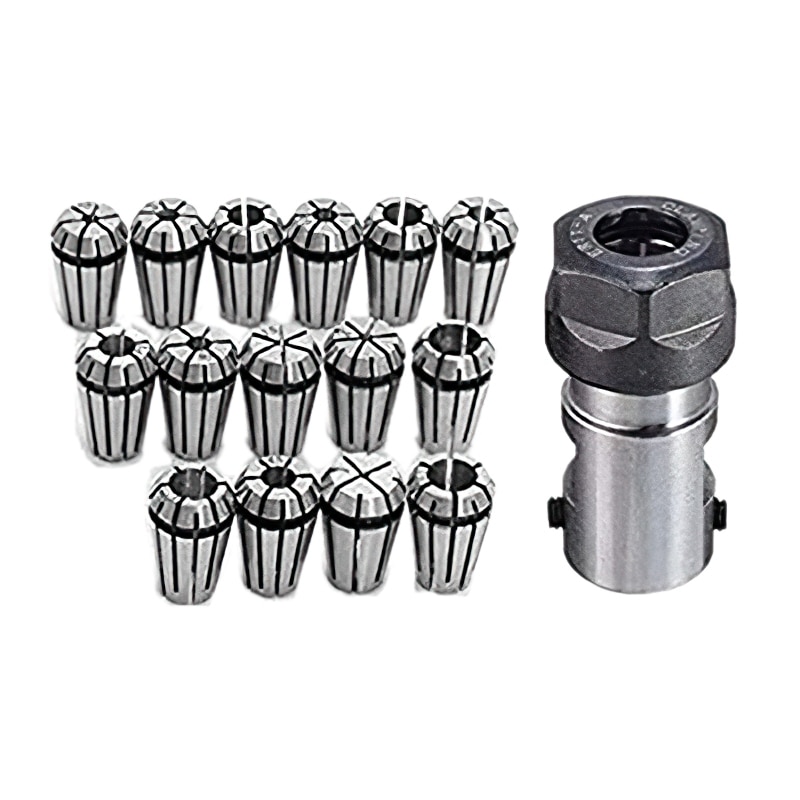 15Pcs ER11 1-7mm Spring Chuck Collet ER11 5mm Extension Rod Holder Collet CNC Milling Lathe Tool Set for Workholding