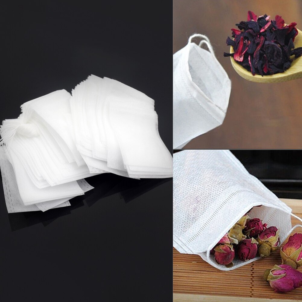 5.5X7Cm Theezakjes 100 Stks/partij Theezakjes Lege Geurende Theezakjes Filter Zetgroep Met String Genezen Seal Papier theezakjes Voor Kruid Losse Thee