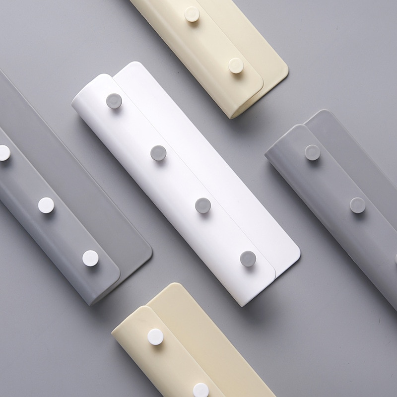 Wall-mounted Key Hanger Rack 4 Hooks Plastic Key Holder Hook Decorative Wall Shelf U-shaped Storage Rack Organizer Home Decor