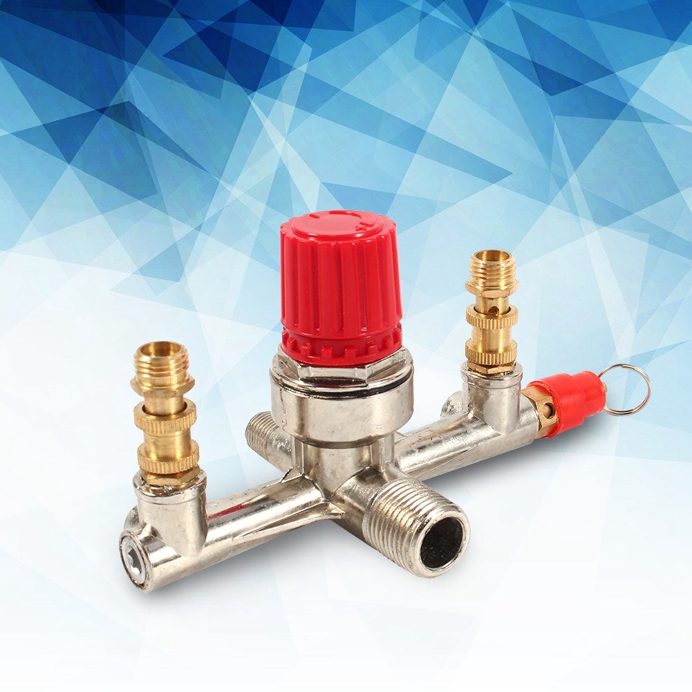 Dubbele Uitlaat Buis Legering Luchtcompressor Schakelaar Drukregelaar Valve Fit Deel Pressure Release Regulator Druk Beugel