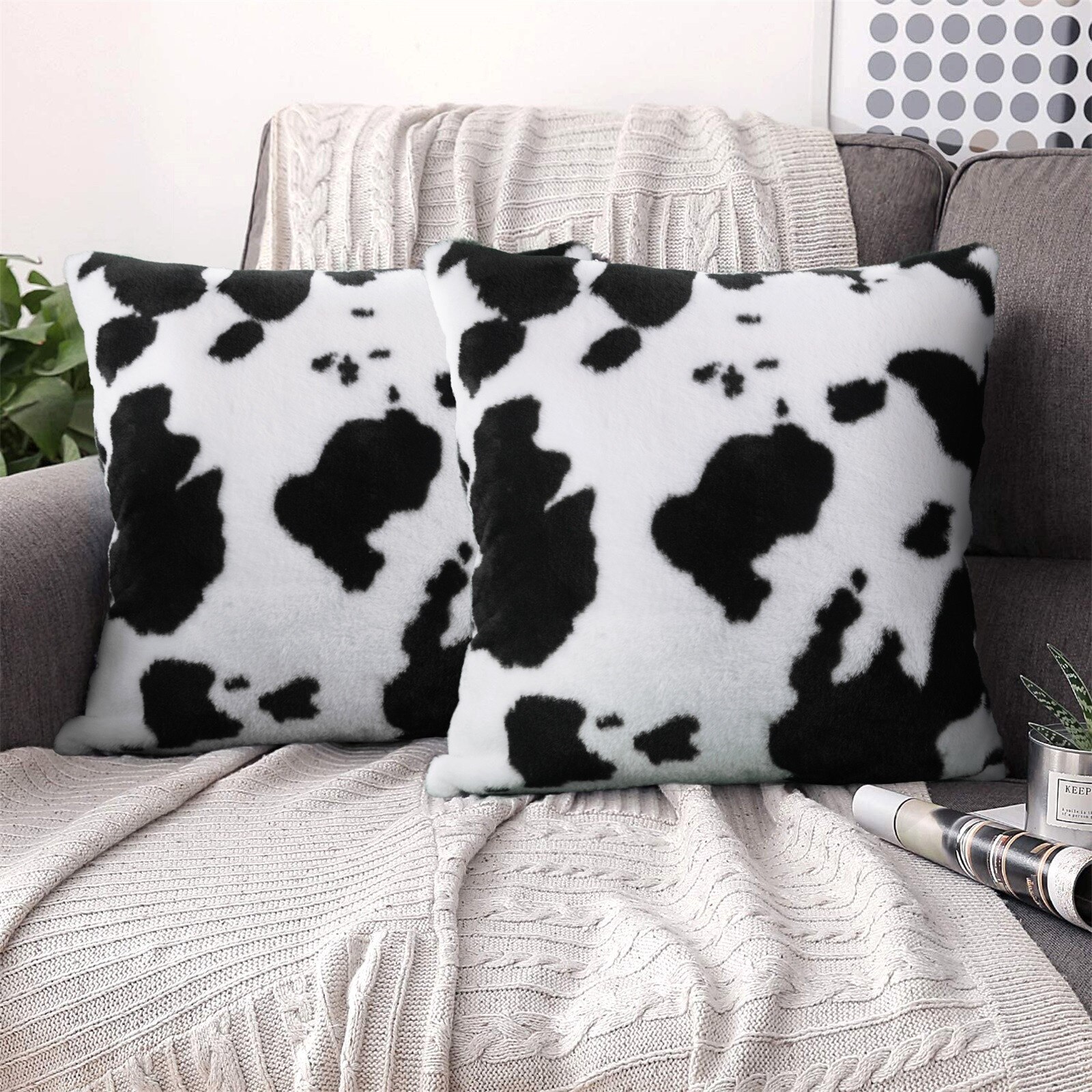 Vache Motif Taie D'oreiller En Peluche Motif Animal En Peluche Courte Canapé Famille Coussin Home Déco Coussin Canapé Наволочки Декоративные