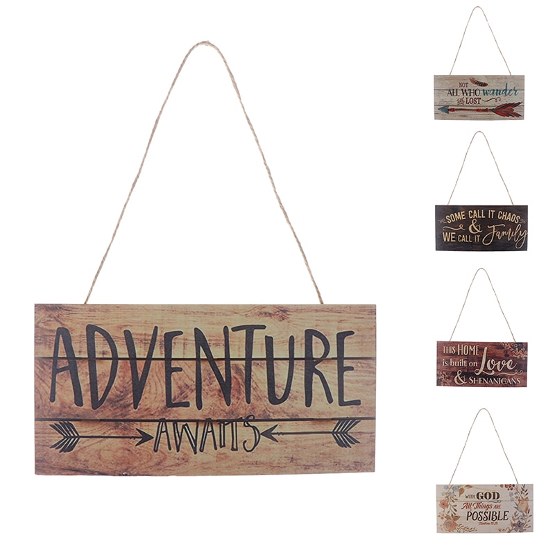 Colgante de madera con estampado de letras, de etiquetas colgantes, colgante para puerta y ventana, colgante decorativo de madera