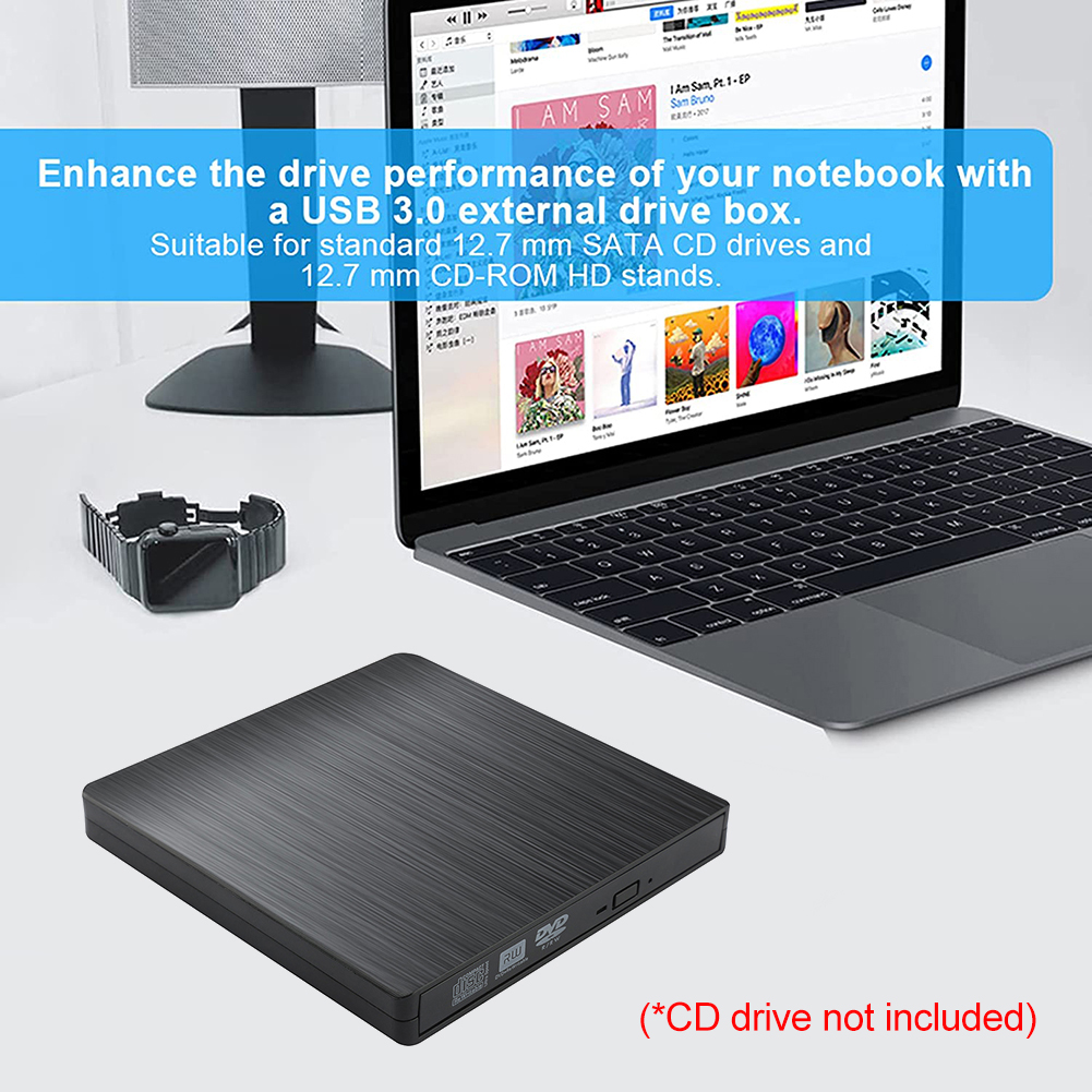 5Gbps USB 3.0 SATA External Optical Drives Enclosure Case for Desktop Notebook Computer DVD CD-ROM RW Player Optical Drive Case