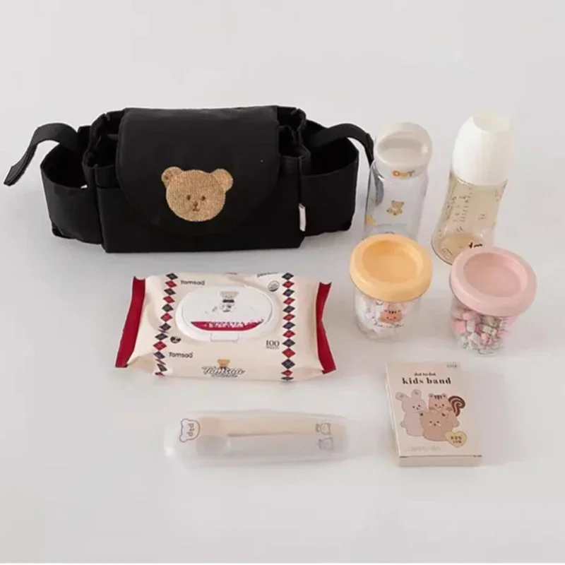 Kinderwagentas, kinderwagen organizer, cartoon flessenhouder, kinderwagen accessoires, hangende opbergmand, opbergtas, mama tas
