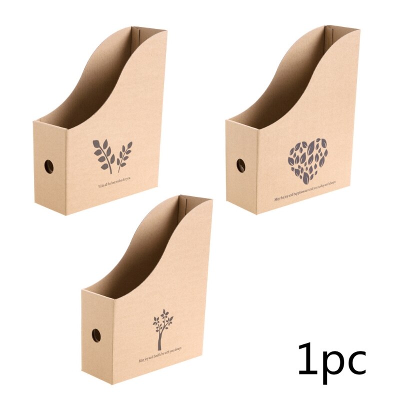 Office Desk File Magazine Holder Kraft Paper Leaves Print Books Document Storage Box Home Desktop Cabinet Organizer Rack