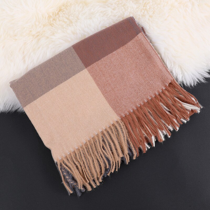 Strikk vinter skjerf til kvinner kashmirlignende pashmina sjal pakke inn geometrisk kvinnelig varmt teppe skjerf skumring stjal: Farge 4