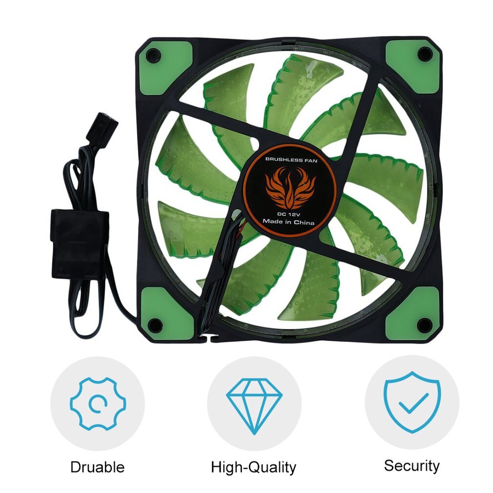 120mm LED Ultra Silent Computer PC Case Fan 15 LEDs 12V With Rubber Quiet Molex Connector Easy Installed Fan
