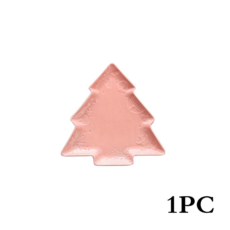 Juego de vajilla de porcelana para árbol de Navidad, platos de cerámica para ensalada, pastel, fruta, postre, dulces, colorido, 1 unids/set: HG0568