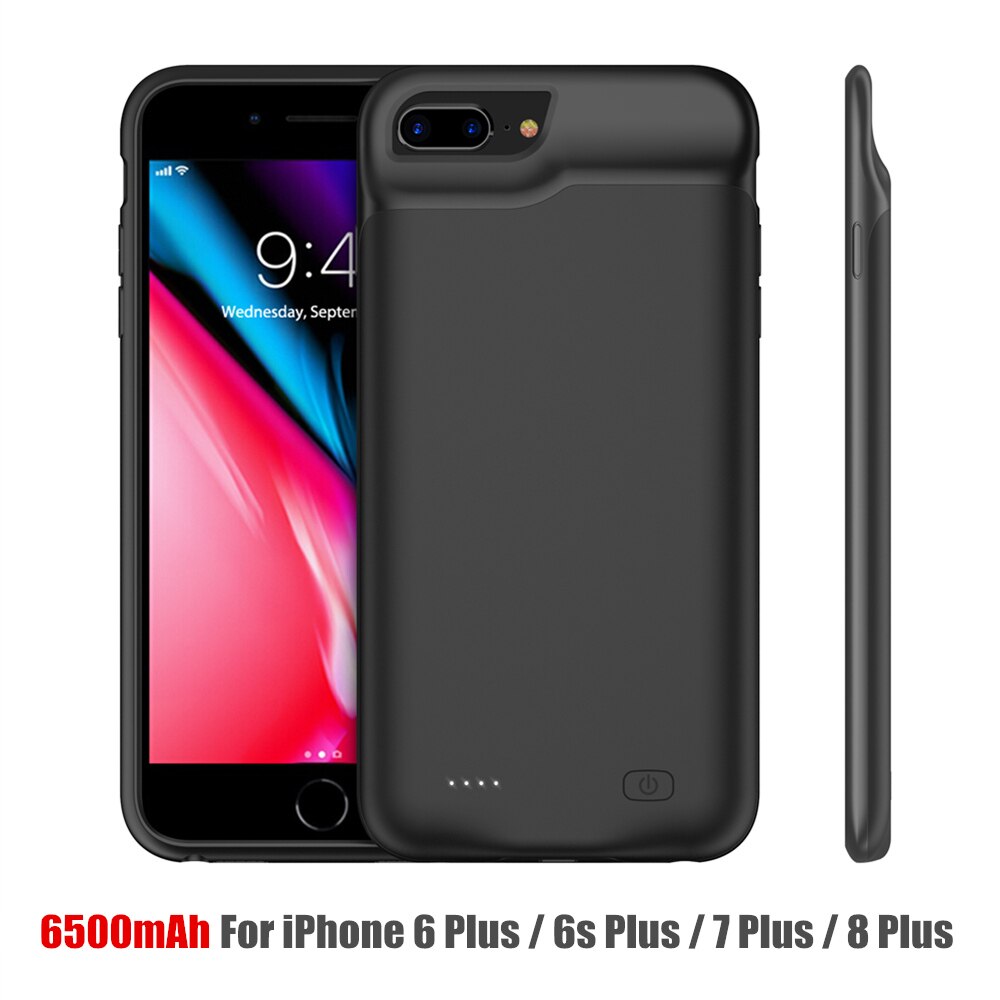Amstar Draagbare Batterij Oplader Cases Voor Iphone 6 6S 7 8 Plus Power Bank Case Externe Batterij Opladen Pack backup Case: B18 Black  678 Plus