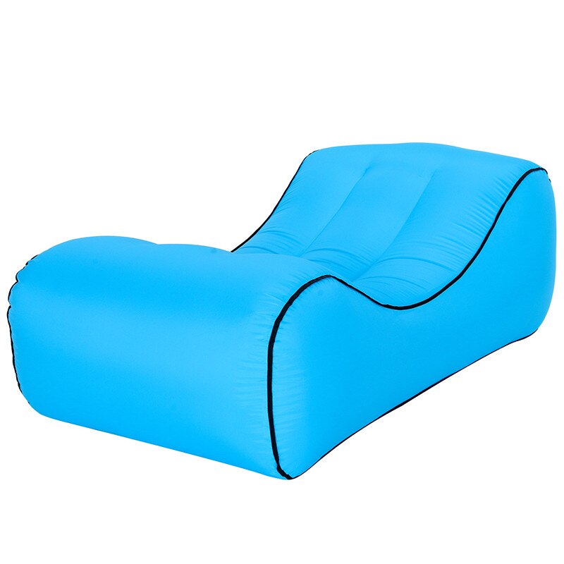 LAZYBABY colchón inflable impermeable cama de playa sofá de aire al aire libre perezoso portátil cama de Camping inflable playa sofá inflable: Sky Blue Size S