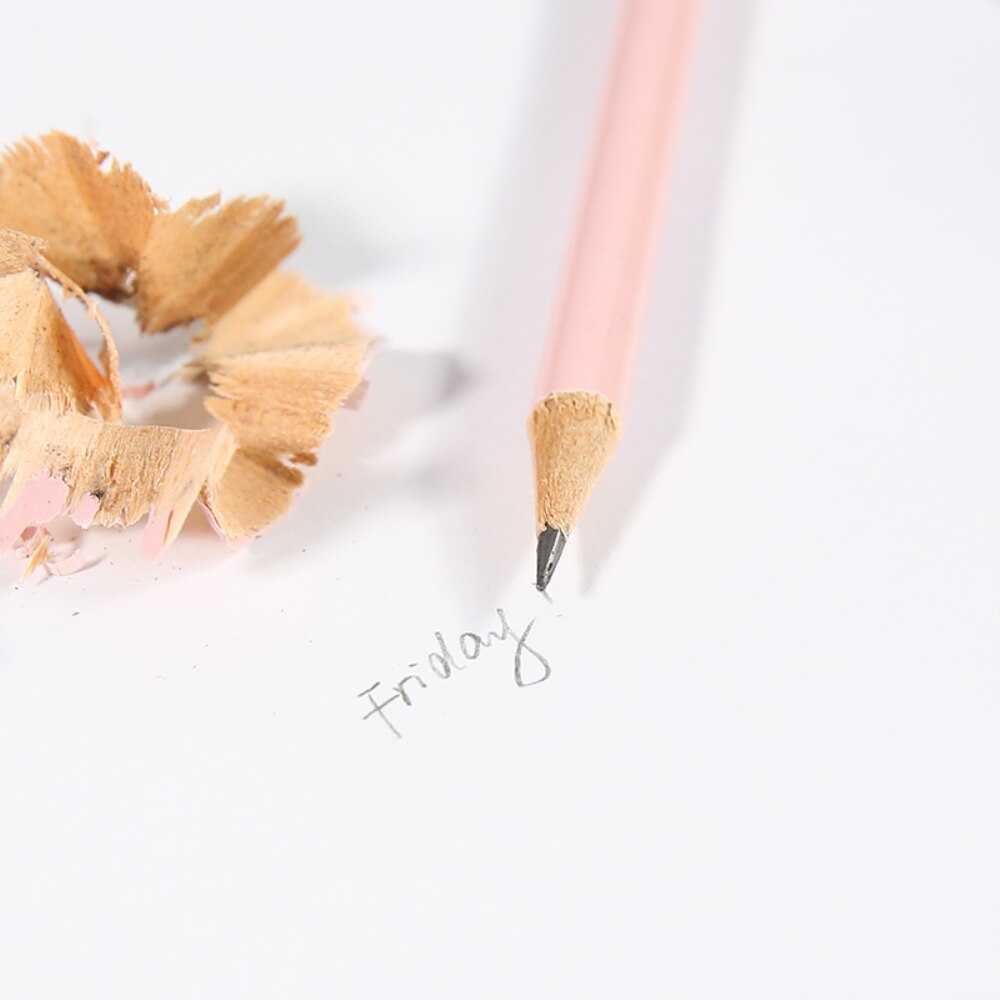 Lápiz de grafito en caja de madera HB, juego de 12 lápices de dibujo rosa para bocetos con borrador sin látex para útiles escolares de escritura de oficina