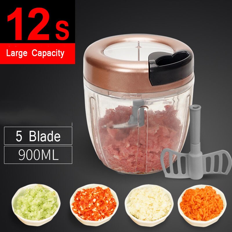 Manuel madhakker pull løghakker stor grøntsagsprocessor blender hakker/mixer til æg kød salat frugt pesto puré