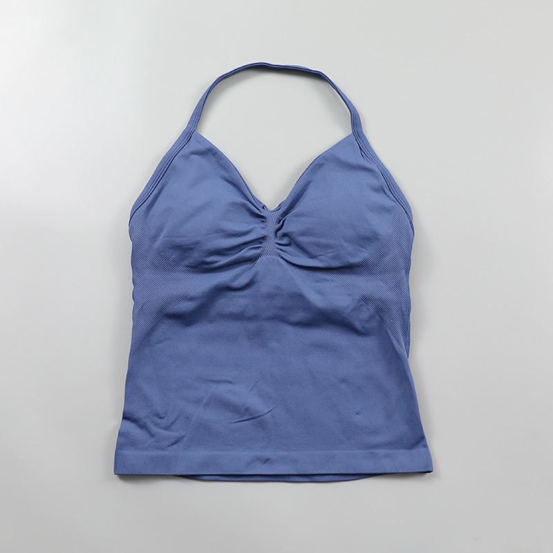 Impact Longline Strappy Top Women Seamless Yoga Tank Tops Ruched Backless Gym Clothes Workout Sleeveless Shirts With Buit In Bra