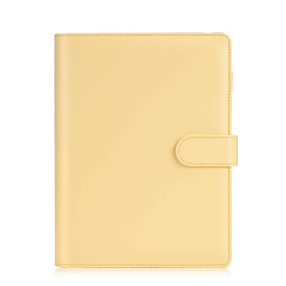 Classeur en cuir A5, carnet de notes à 6 anneaux au , organisateur personnel avec fermeture à boucle magnétique: Yellow