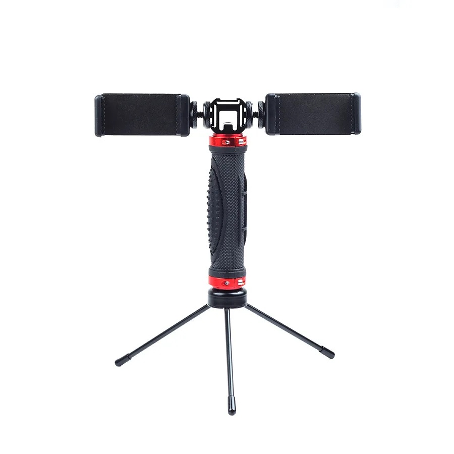 Handheld Stabiele Selfie Stick Stand Live-uitzending Snelle Hand Dual Machine Positie Clip Hoofd Accessoire Universele Foto Nemen Naar: CAMEL